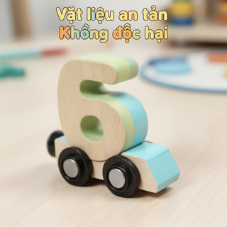 Đồ chơi xe lửa từ tính bằng gỗ Số chữ cái Montessori Học tập Bộ giáo dục xếp hình cho trẻ mới biết đi
