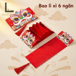 Quạt Đỏ Phong Bì Lixi 10 Khe Giấy Nhựa Cưới Năm Mới Quà Tặng May Mắn Đựng Tiền