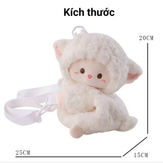 Cừu Dễ Thương Sang Trọng Túi Đeo Ngang Ulzzang Bé Gái Hoạt Hình Mềm Mại 3D Túi Đeo Vai Đi Học Quà Tặng Du Lịch