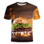 Áo cổ tròn ngắn tay mùa hè với họa tiết 3D khoai tây chiên và burger unisex