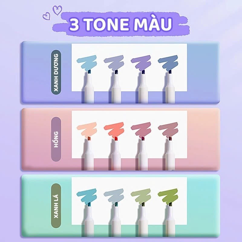 【Hot】Bút dạ quang highlight màu tươi sáng đánh dấu nhớ dòng pastel học sinh an toàn tiện lợi