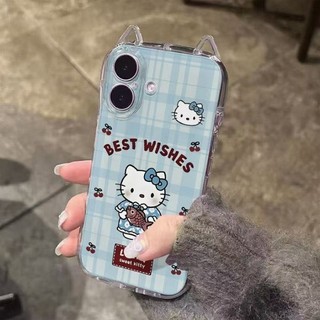 Ốp lưng IPhone 17 16 15 14 13 12 11 ProMax XSMax 7 Plus Dễ thương Kimono phim hoạt hình KT mèo trường hợp điện thoại