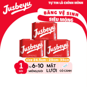 Băng Vệ Sinh Jusbeyu Siêu Mềm Mỏng Ngày Và Đêm 245mm/290mm/350mm