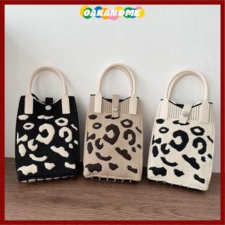 [Giao hàng từ Việt Nam] Túi xách dệt kim OAKANDME, Túi đeo tay thắt nút đen trắng đan, Túi đựng điện thoại dung lượng cao cho bé gái