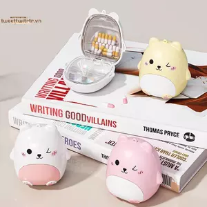 TRTR Hoạt Hình Dễ Thương Gấu Nhỏ Di Động Hai Lớp Đi Chơi Paed Riêng Biệt Bảo Quản Thuốc Nhựa Hộp Đựng Thuốc Thời Trang VN