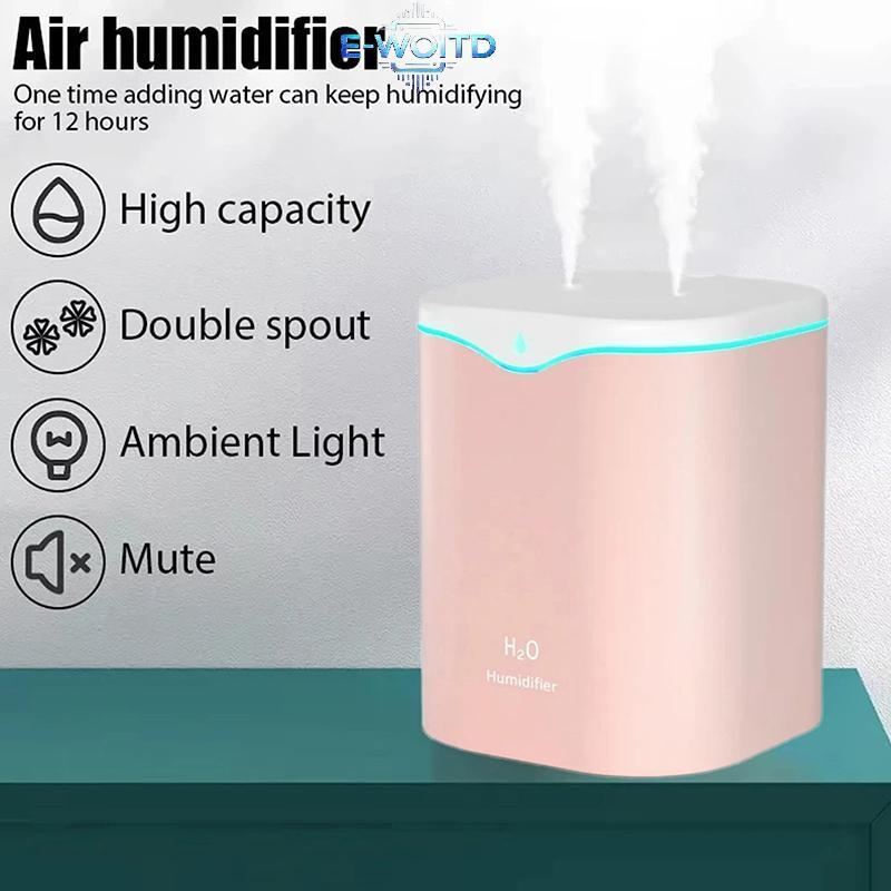 Máy tạo ẩm phun sương mát 2L siêu âm, siêu yên tĩnh, đổ nước trên cùng, USB để bàn E-WOITD cho phòng ngủ
