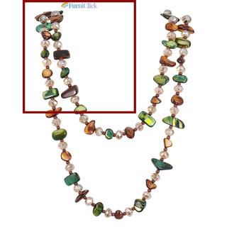 [Còn hàng] Vòng cổ dài FURNICLICK, Vòng cổ cổ cổ đầy màu sắc Bohemian, Vòng cổ hai lớp có thể xếp chồng lên nhau thời trang dành cho nữ