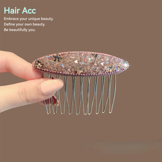 Màu Hồng Hình Bầu Dục Kim Cương Giả Ánh Sáng Sang Trọng Cao Cấp Phụ Kiện Tóc Chèn Lược Nữ 2026 Phong Cách Mới Hàn Quốc Dongdaemun Phụ Kiện Tóc Lược Tóc