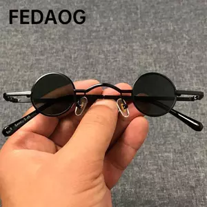 Kính râm FEDAOG Punk, Kính râm tròn nhỏ khung kim loại UV400, Kính râm Mini màu kẹo cổ điển Đi xe đạp / Lái xe / Câu cá