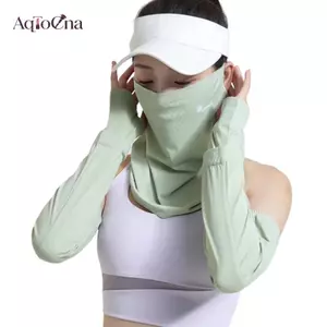 AqToCna 1 Khăn Mặt Chống Tia UV Khăn Mặt Mùa Hè Màu Trơn Cho Nữ Golf Ice Silk Mặt nạ Che Mặt Ne Bọc Bao AqToCna