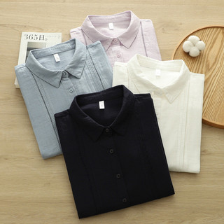 [Sẵn Sàng] Áo Sơ Mi Nữ 100% Sợi Cotton Cao Cấp Mới, Phối Ren Màu Trơn Rời Áo Sơ Mi Tay Ngắn
