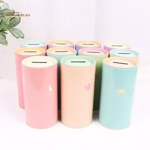 TRTR 1 Thiếc Mạ Tròn Động Vật Heo Đất Màu Heo Đất Kim Loại Đồng Xu Hộp Trang Trí Nhà Cửa Hộp Đựng Tiền VN