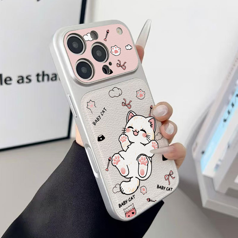 Ốp lưng iPhone họa tiết mèo vui vẻ Bao da mềm cao cấp đựng máy ảnh - iP7/8/X/XS/XR/11/12/13/14/15/16/17/Plus/Air/Pro/Max