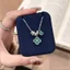 Ánh Sáng Pháp Sang Trọng Retro Cảm Giác Cao Cấp Paraiba Passepartout Vòng Cổ Bốn Lá Kim Cương-Study Tất Cả Trận Đấu Sang Trọng Cla