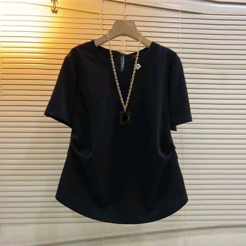 Mùa hè mới tay ngắn nữ mặc thường ngày Áo thun cổ chữ V dáng rộng thời trang dành cho nữ