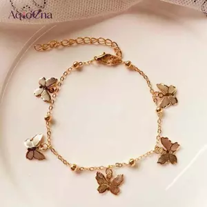 AqToCna Vàng Màu Bạc Bướm Thời Trang Thắt Lưng Nữ Mùa Hè Đi Biển Mắt Cá Chân Vòng Tay Dây Xích Chân Trang Sức Retro Đơn Giản AqToCna