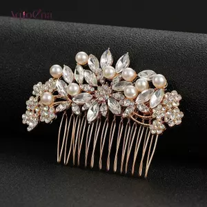AqToCna Kim Cương Giả Ngọc Trai Cô Dâu Cưới Tóc Sideb Cô Dâu Kẹp Tóc Cô Dâu Phụ Kiện Tóc Pha Lê Trang Sức Cho Nữ Và Bé Gái AqToCna