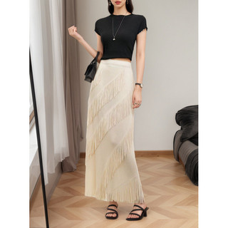 Miyake Spike Marks Lan Lanxia Đen Viền Cao Cấp Ôm Hơn Nhìn Váy Dài