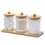 4 Cái / bộ, 3 Đũa / Quả Bóng / Miếng Lót Với 1 Khay Tre Tủ Quần Áo, Lọ Có Nắp Tre, Hộp Đựng Phòng Tắm Trong Suốt