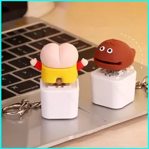 HT2 Hoạt Hình Sakyamuni Cá Gỗ Nút Điện Tử Âm Thanh Đồ Chơi Móc Khóa Giảm Căng Thẳng Fidget Đồ Chơi Túi Mặt Dây Chuyền TH2