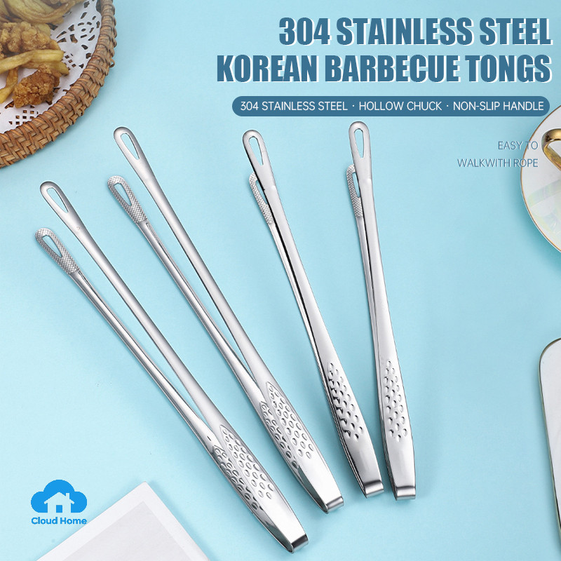 🌤️COD🌤️Kẹp gắp thức ăn inox 304 mẫu mới cán dài Tay cầm dài Kẹp thịt nướng đường chống trượt Bít tết 19/24/28CM