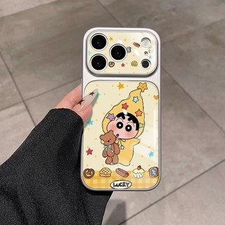 Phim hoạt hình dễ thương Ống kính ngôi sao nhỏ màu vàng Crayon Shin-chan Vỏ điện thoại da mềm cho iPhone 17Promax 12 13 14 15 16 Pro Max 11 15Plus Vỏ điện thoại di động nữ chống sốc