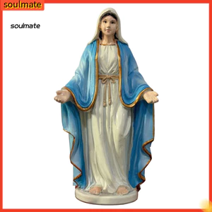 Linh hồn| Tượng nhựa bền bỉ Heirloom Tượng chất lượng vẽ tay Tượng Đức Maria có cánh tay mở Tượng Công giáo để trang trí nội thất trong nhà Điêu khắc Đức Maria để cầu nguyện