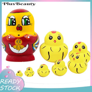 < Pluscloth > 1 Bộ Búp Bê Làm Tổ Đáng Yêu Thiết Kế Động Vật Mười Lớp Hoạt Hình Chick Matrioska Đồ Chơi Cho Trẻ Em