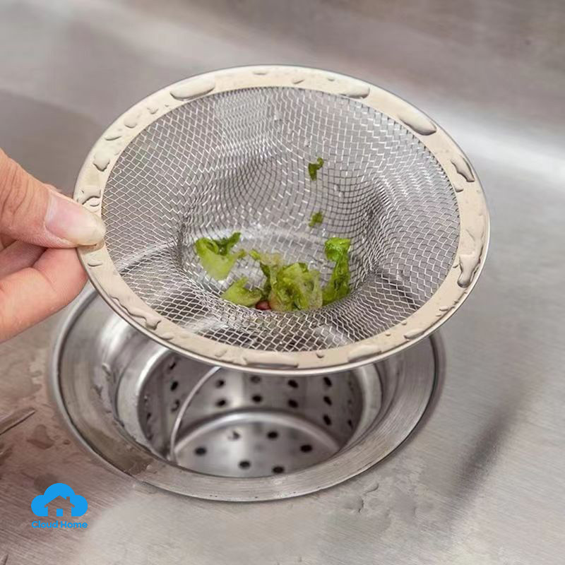Lưới lọc cống bằng thép không gỉ dùng cho nhà bếp và phòng tắm, đường kính 5cm-11cm, hình nón cỏ.