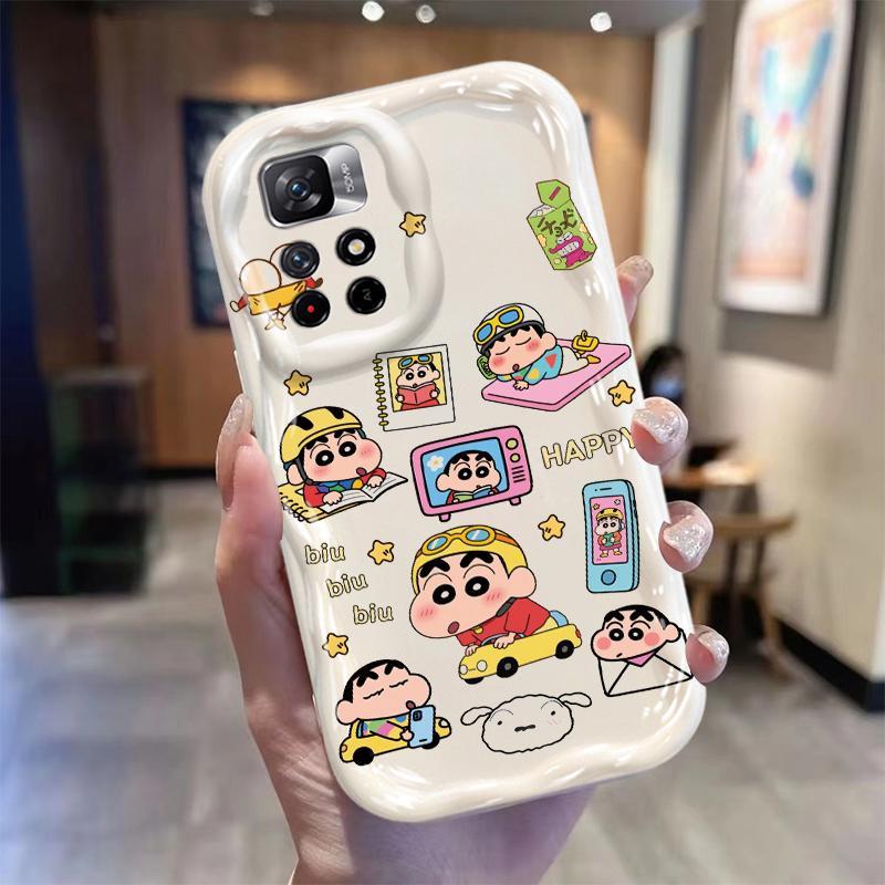 Vỏ silicon hoạt hình cho Redmi Note 11 11S 12 Pro 4G 3D Phụ kiện hoạt hình TPU mềm Crayon Shin chan Vỏ điện thoại