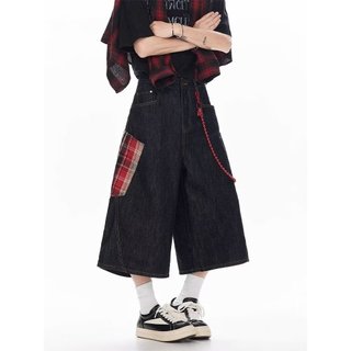 Quần short denim nam ESEA, phong cách đường phố thương hiệu thời trang Mỹ, phong cách trung tính chất lượng cao