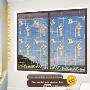 Mùa Hè Velcro Chống Muỗi Rèm Cửa Phân Vùng Rèm Nam Châm Tự Hấp Thụ Hộ Gia Đình Phòng Ngủ In Mã Hóa