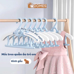 Combo 40 Móc Treo Quần Áo Trẻ Em HomeMate Hình Gấu, Móc Nhựa Chống Trượt Điều Chỉnh Độ Rộng Xếp Chồng Tiện Lợi