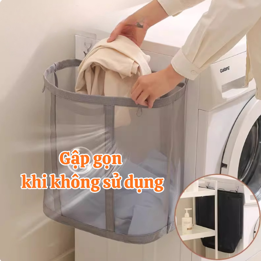 Giỏ Đựng Quần Áo Bẩn HomeMate Gấp Gọn Dung Tích Lớn, Giỏ Lưới Đựng Đồ Bẩn Thoáng Khí Cho Gia Đình & Ký Túc Xá