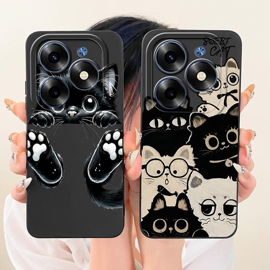 Dành Cho Infinix Hot 40i Ốp Điện Thoại Infinix X6528B Mèo Dễ Thương Hoạt Hình Thỏ Tranh Trường Hợp Chống Sốc Bảo Vệ Silicon Mềm Vỏ