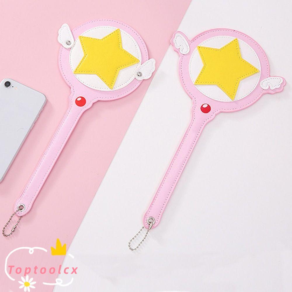 TOPTOOLCX Card Cover, có cánh Túi đựng thẻ cây đũa phép hình ngôi sao bằng da PU, Cosplay Anime Bảo vệ dễ thương Thẻ tàu điện ngầm xe buýt