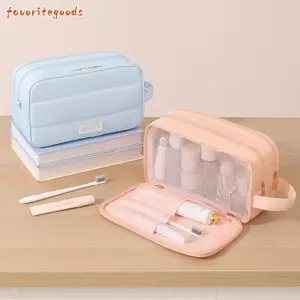 Túi đựng đồ vệ sinh FAVORITEGOODS, Túi đựng mỹ phẩm 3 lớp tách khô, Túi đựng đồ trang điểm di động bền bỉ dung tích lớn đa chức năng Du lịch