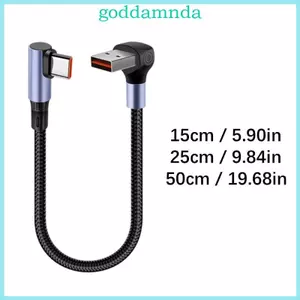 GODD 15 25 50cm 66W 90 Độ Khuỷu Tay Cáp Ngắn USB Sang Loại C Sạc Nhanh Dây Dữ Liệu