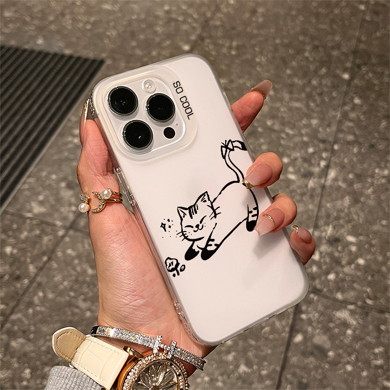 Ốp lưng iPhone 17/16/15/14/13/12/11 Pro Max mèo lười dễ thương, chống trầy xước