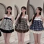 Sét áo 2s kẻ đai ngực bồng phối chân xoè bồng cực xinh BYJOLIE