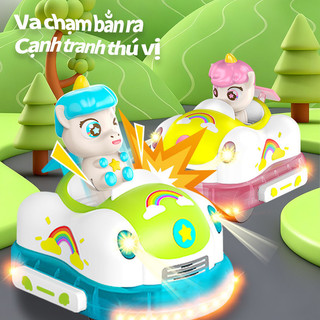 Xe điều khiển từ xa – Xe đụng kỳ lân, đèn LED, nhạc vui – Cho nhiều bé chơi cùng, trong nhà & ngoài trời