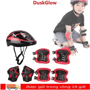 Mũ bảo hiểm đi xe đạp DUSKGLOW, Miếng đệm khuỷu tay ván trượt xốp 4-12 tuổi, Bảo vệ cổ tay có thể điều chỉnh cho trẻ em
