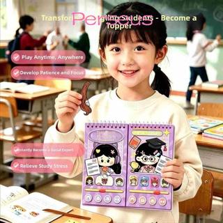 MEGOCE Handmade DIY Sticker Book, Transform Teacher Student with Scraper Character Dress-Up Sticker Book, Puzzle Game Đổi mới thành viên gia đình Kích thước nhỏ Hoạt hình Sách yên tĩnh
