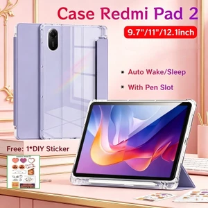 Ốp lưng từ tính cho RedMi Pad 2 9.7 inch 2026, khe cắm bút, mặt sau trong suốt, tương thích RedMi Pad 2 11 inch, RedMi Pad 2 Pro 12.1 inch, RedMi Pad SE