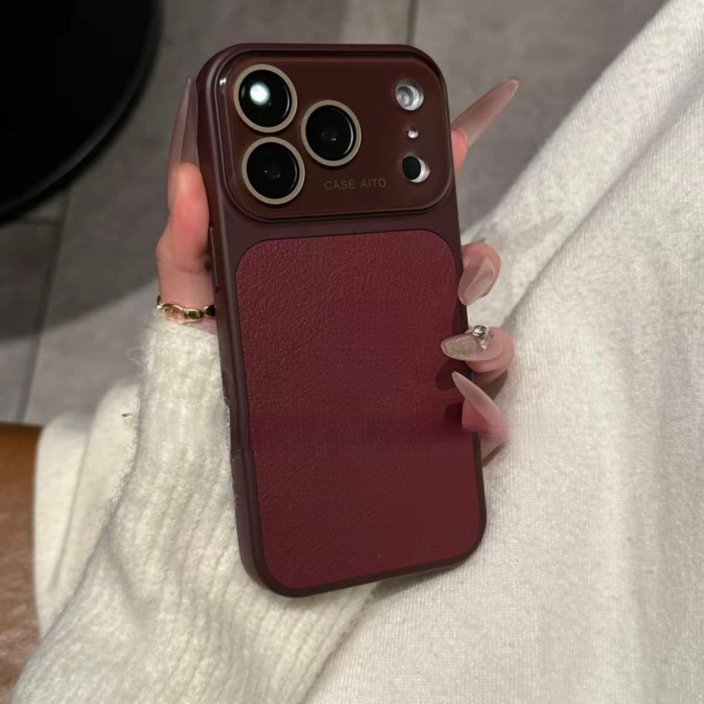 Ốp điện thoại họa tiết da vải thiều Thích hợp cho vỏ điện thoại iPhone17Promax Phong cách mới Giá trị cao Thích hợp cho iPhone16pro Kính 15 Chống va chạm 14 Chống sốc