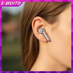 E-WOITD Nữ Sáng Hoa Xoay Tai Kẹp Bông Tai Cho Tai Nghe Thiết Kế Hoa Không Xuyên Cho Sự Kiện Thời Trang Hoặc Quà Tặng E-WOITD