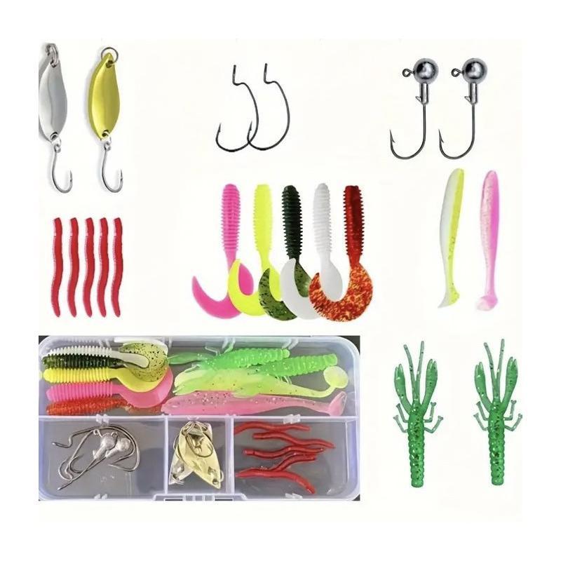 [MAKY] Bộ Mồi Câu Cá Mềm Và Cứng Mồi Bộ Bánh Răng Lớp Jig Thìa Cho Bass Pike Quay Câu Chuyện Phụ Kiện Có Hộp VN