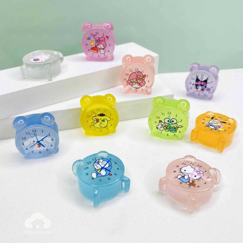 🌤️COD🌤️Dễ Thương Đồng Hồ Báo Thức mini Bằng Nhựa resin Dạ Quang diy Để Bàn Trang Trí Phòng Ngủ / Chậu Cây Cảnh
