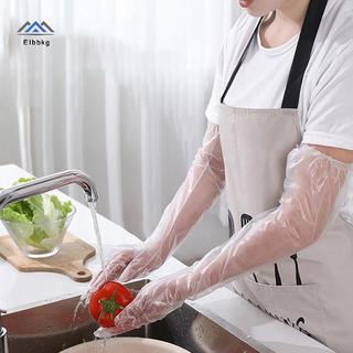 ELBBKG 10 cái/túi găng tay dài dùng một lần PE chống thấm nước, dây rút co giãn cho nhà bếp, vệ sinh gia đình