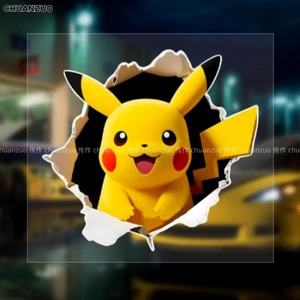Hoạt Hình Pikachu Dễ Thương Yêu Tinh Xe Miếng Dán Anime Hàng Hóa Sáng Tạo Cửa Sổ Kính Notebook Xe Điện